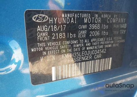 2018 Hyundai Elantra Gt z USA, uszkodzony, nr VIN KMHH35LE0JU034542